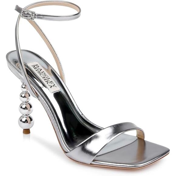 Badgley Mischka Brand Ivette II Silver Metallic Stiletto Sandal Size 6.5 - Picture 1 of 6